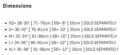 Dakine Harness 0 Size Chart